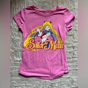 Sailor moon girls hot pink rainbow T shirt size 10 / 12 Large
